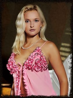 Lauren C slips out of her hot pink lingerie